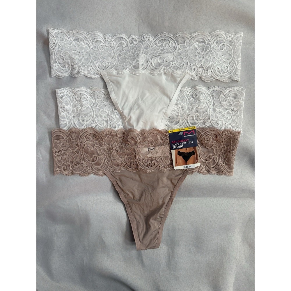 NEW Maidenform Luxurious Lace Thong Size Medium 6 DMESLT 3 Pair Maidenform Thong